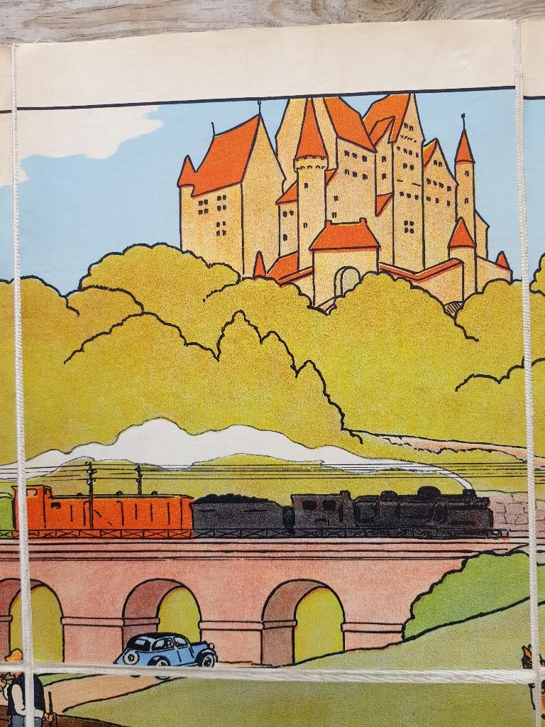 Transport oude schoolplaat uit Frankrijk litho op canvas., Antiek en Kunst, Ophalen of Verzenden