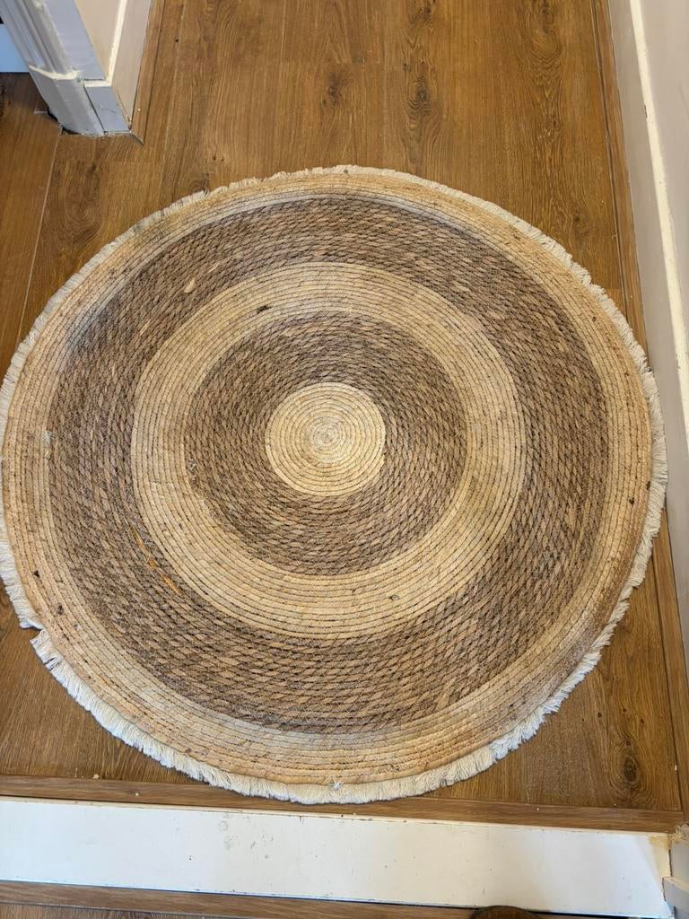 Rieten vloerkleed, Huis en Inrichting, Ophalen, Gebruikt, Rond, 50 tot 100 cm