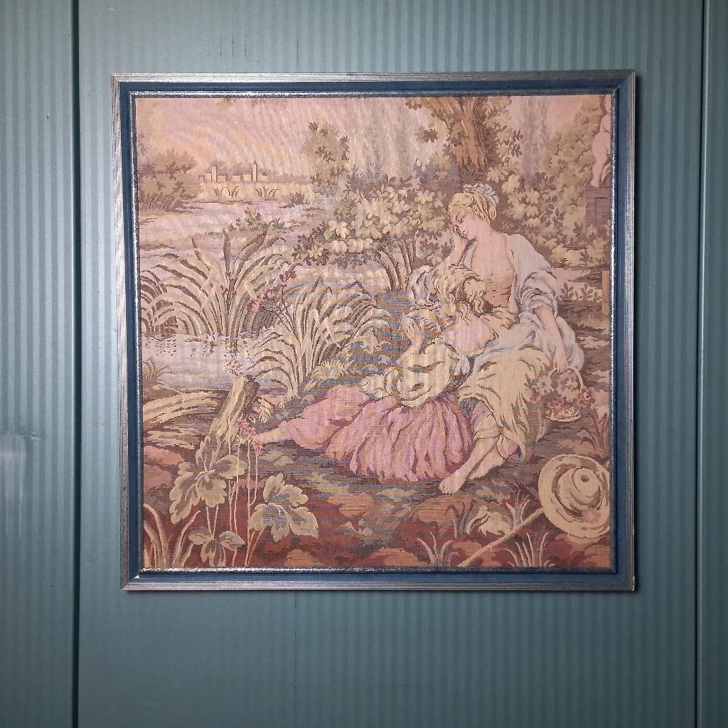 Antieke Italiaanse gobelin in metalen lijst, Ophalen of Verzenden