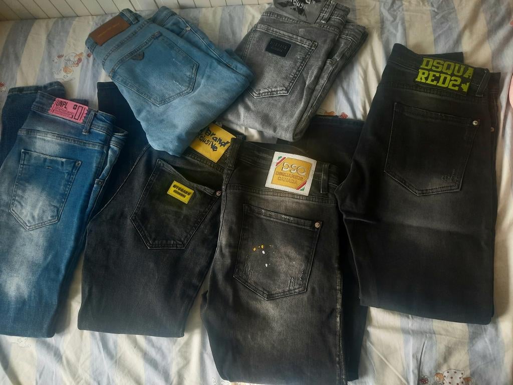Partij herenjeans (6 stuks) - Diverse merken maat S nieuw!, Kleding | Heren, Spijkerbroeken en Jeans, Overige kleuren, Dsquared2, UNPL