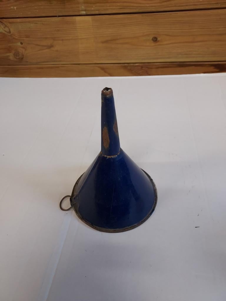 Oude kleine emaille trechter (blauw/wit), Ophalen of Verzenden