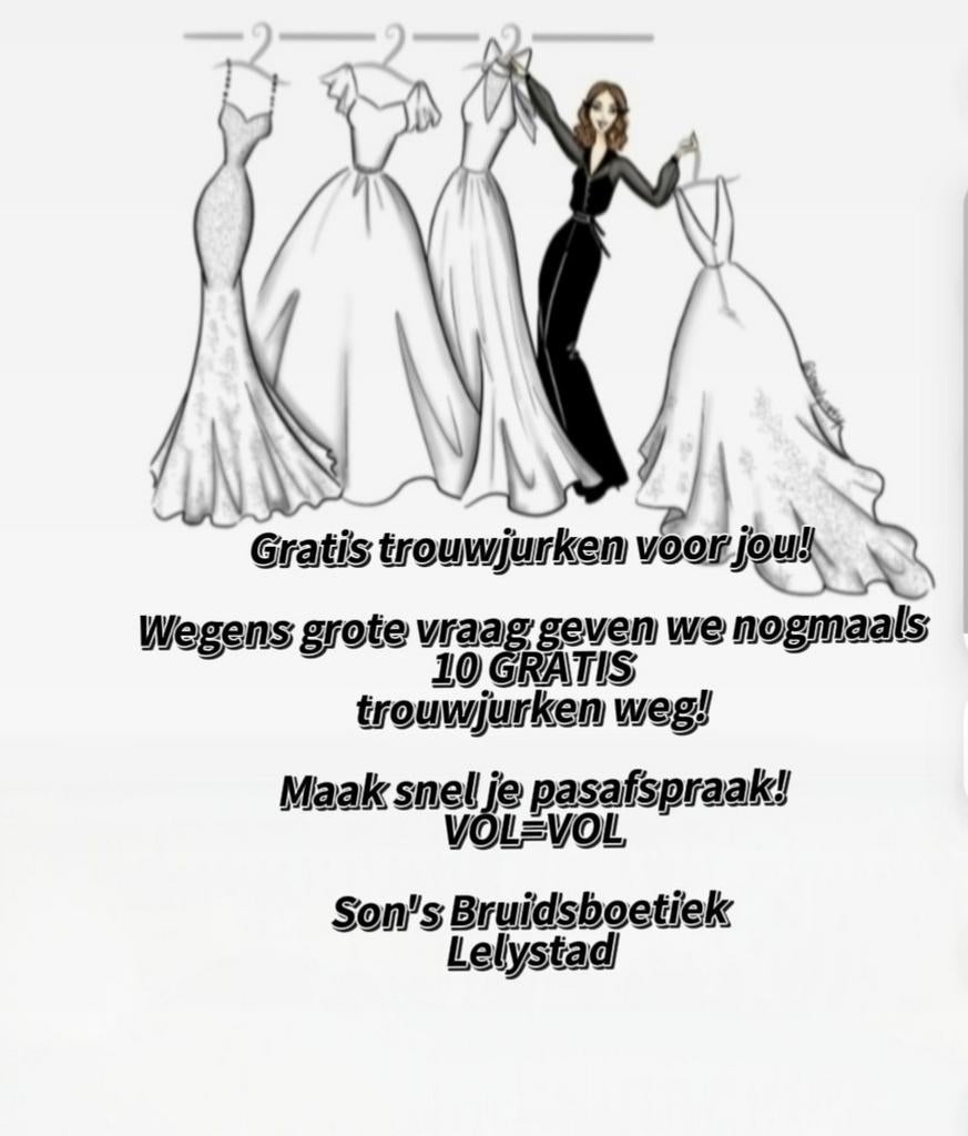 Wij geven nogmaals 10 extra GRATIS trouwjurken weg!, Ophalen of Verzenden, Trouwjurk