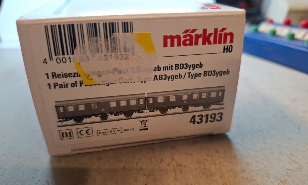 Marklin ombouw set wagons met verlichting in ovp 43193, Wisselstroom, Wagon, Ophalen of Verzenden, Zo goed als nieuw