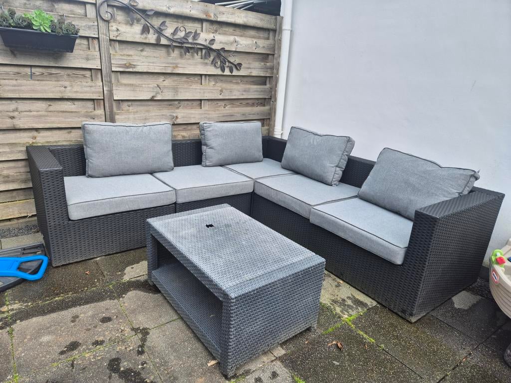 Loungeset met zo goed als nieuwe kussens, Tuin en Terras, Tuinsets en Loungesets, 5 zitplaatsen, Bank, Ophalen of Verzenden, Zo goed als nieuw
