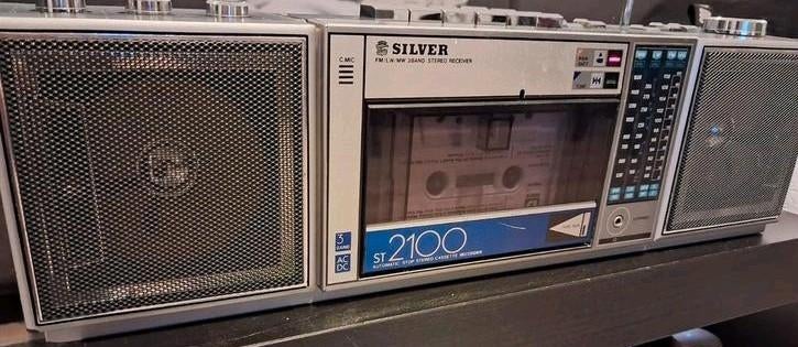 Vintage Silver ST 2100 Boombox met Radio en Cassettedeck, Ophalen of Verzenden, Enkel, Overige merken, Tape counter