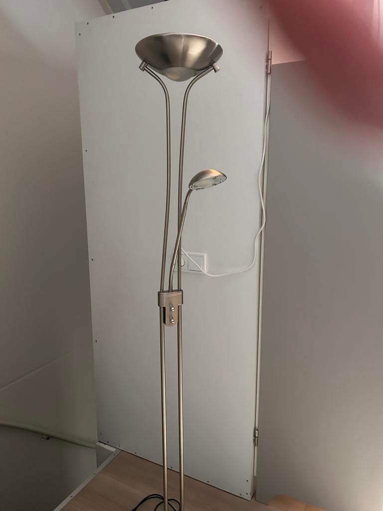 Staande lamp met 2 dimmers, Huis en Inrichting, Lampen | Vloerlampen, Ophalen, Gebruikt, 150 tot 200 cm