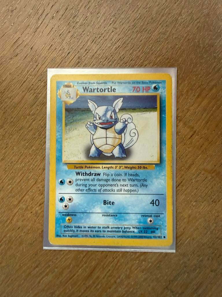Wartortle Pokémon kaart, Hobby en Vrije tijd, Verzamelkaartspellen | Pokémon, Ophalen of Verzenden, Zo goed als nieuw, Losse kaart
