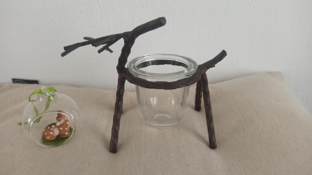 Metalen Hert waxinelicht houder, Ophalen of Verzenden, Zo goed als nieuw, Metaal, Kandelaar