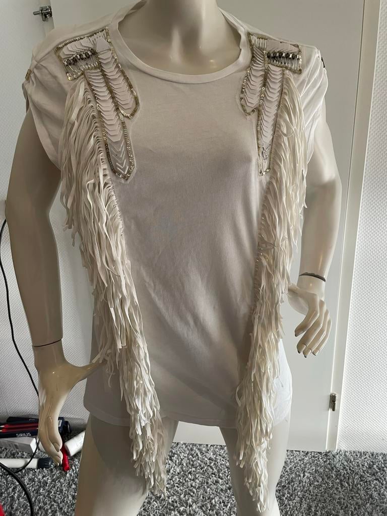 Elisabetta franchi shirt met franjes maat it 42, Maat 38/40 (M), Wit, Ophalen of Verzenden, Zo goed als nieuw