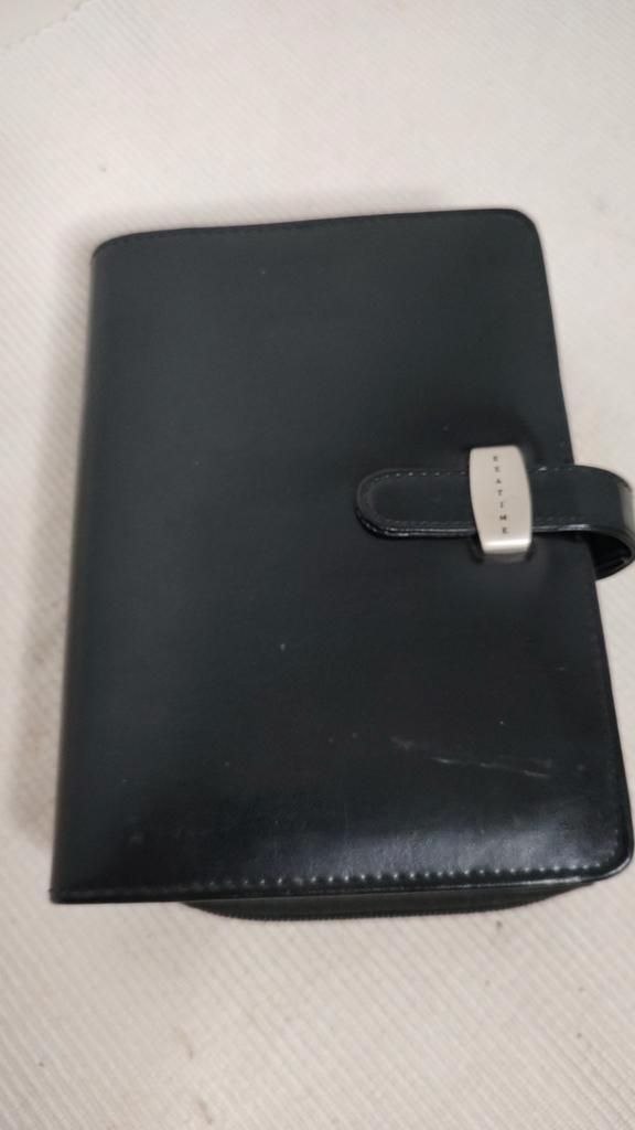 K489 EXATIME zwart kunstlederen agendaorganizer -portemonnee, -, -, Ophalen of Verzenden, Zo goed als nieuw