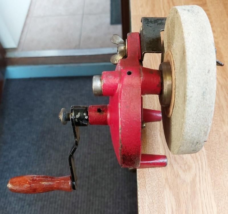 Retro slijpsteen, hand aangedreven, Ophalen of Verzenden