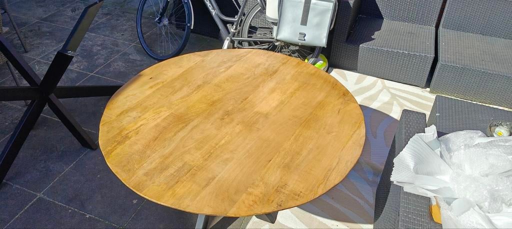 Ronde mangohouten eettafel 120 cm - Nieuw in doos #15, Rond, Nieuw, Ophalen of Verzenden, Vijf personen of meer