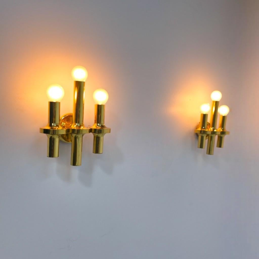 Messing design wandlampen Sciolari Italië mid century, Ophalen of Verzenden, Gebruikt, Metaal