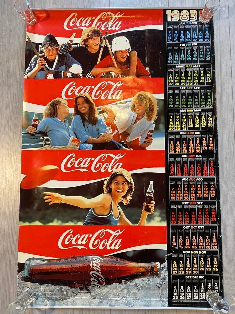 4 jaar posters COCA COLA  1983 1984 1985 en 1986, Ophalen of Verzenden, Zo goed als nieuw, Overige typen
