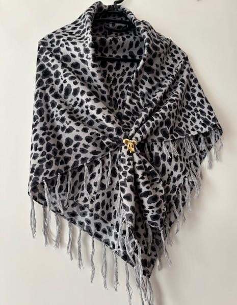 Sjaal katoen panterprint 100 x 100cm nieuw, Ophalen of Verzenden, Nieuw, Maat 46/48 (XL) of groter, Sjaal