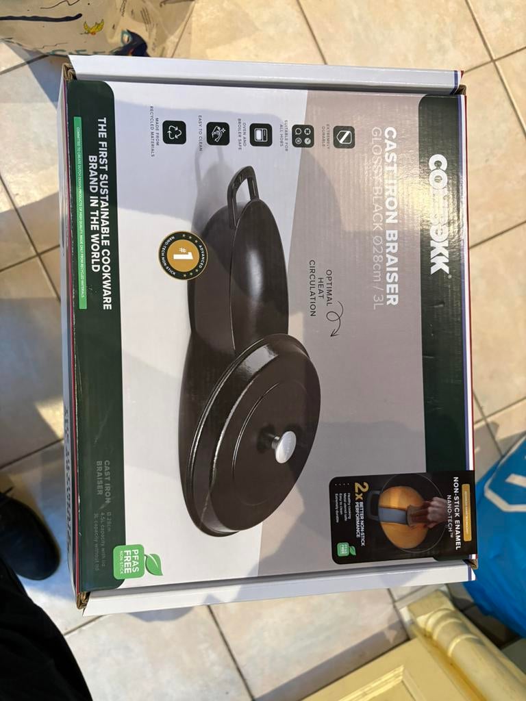 Combekk gietijzeren braiser (braadpan met deksel) nieuw, Ophalen of Verzenden, Nieuw, Gietijzer, Koekenpan of Braadpan