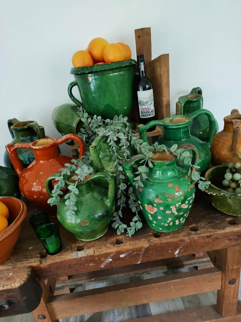 Antieke Castelnaudary pot vaas Frans aardewerk tuinvaas., Ophalen