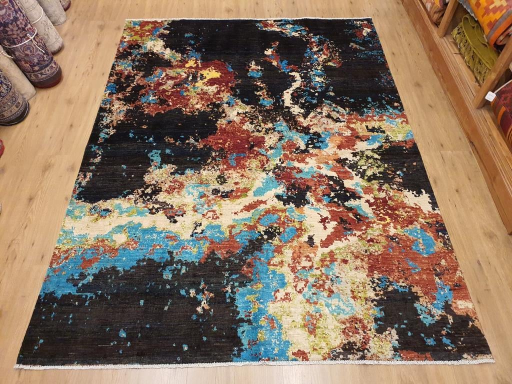 Handgeknoopt oosters tapijt modern art 251x194, Info@SlatsAntiek.nl, Crème, Perzisch, 150 tot 200 cm