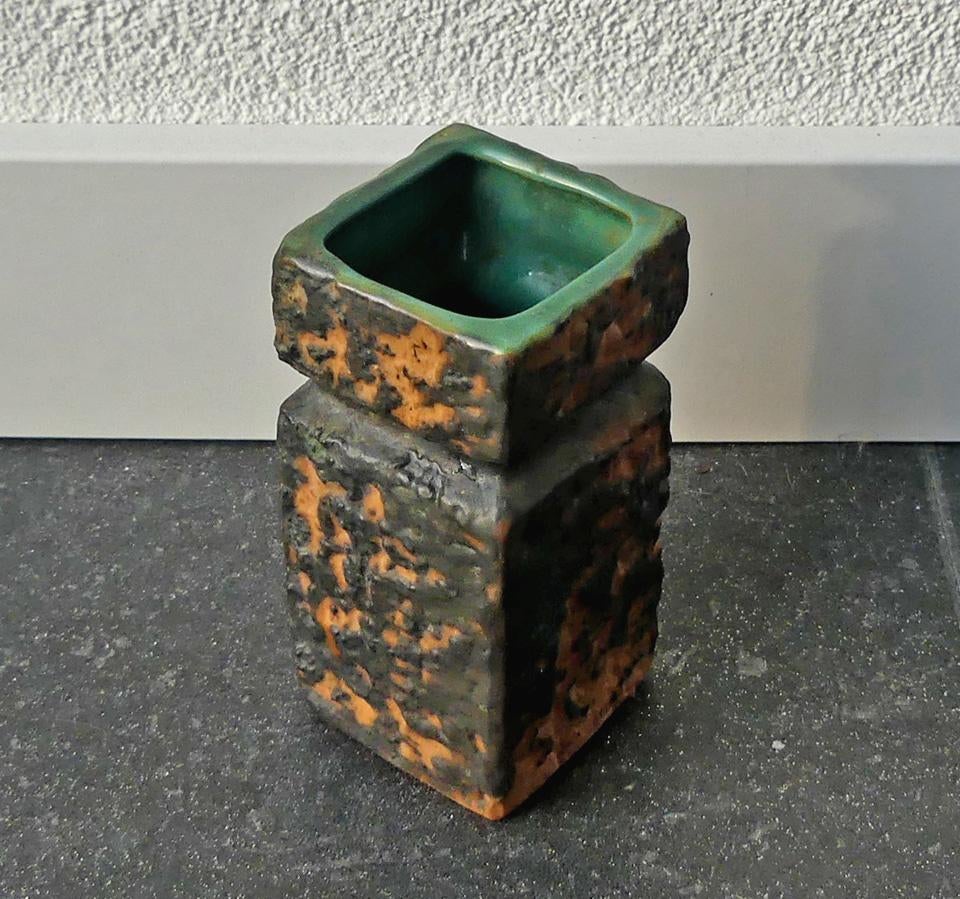 VEB Haldensleben 3074 D vintage vaasje chimney West-Germany, Gebruikt, Overige kleuren, Aardewerk of Porselein, Ophalen of Verzenden