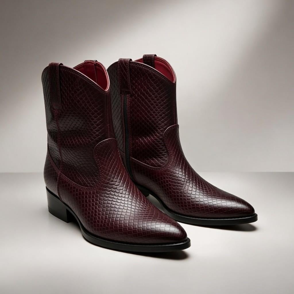 Bordeaux Leren Laarsjes Maat 40 - Eenmaal Gedragen, Ophalen of Verzenden