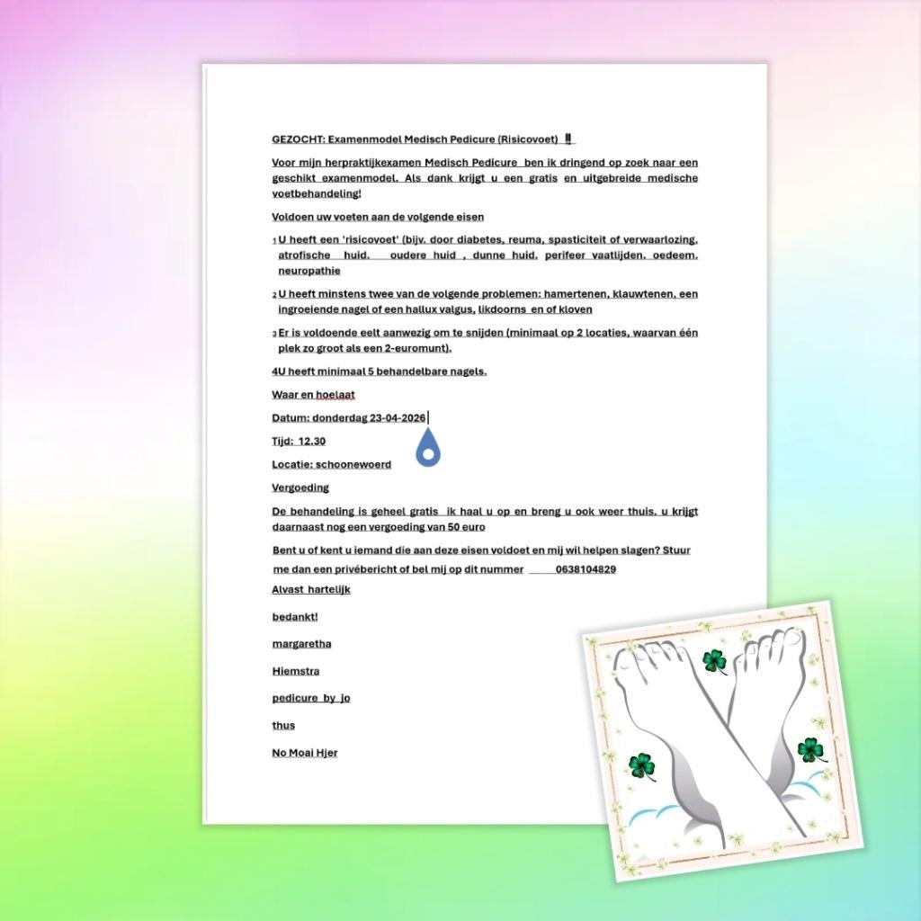 Examenmodel Medisch pedicure, Diensten en Vakmensen, Schoonheidsspecialisten | Pedicure, Voetverzorging