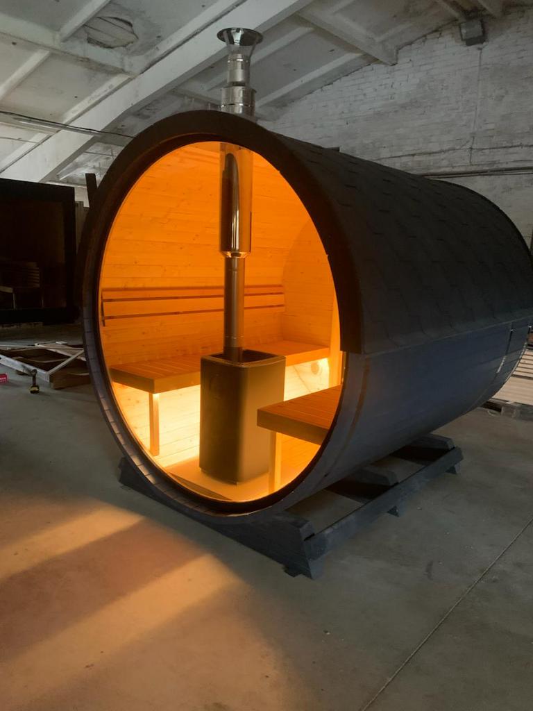 Luxe barel sauna houtgestookt  AANBIEDING !!!!, Ophalen of Verzenden, Nieuw, Complete sauna