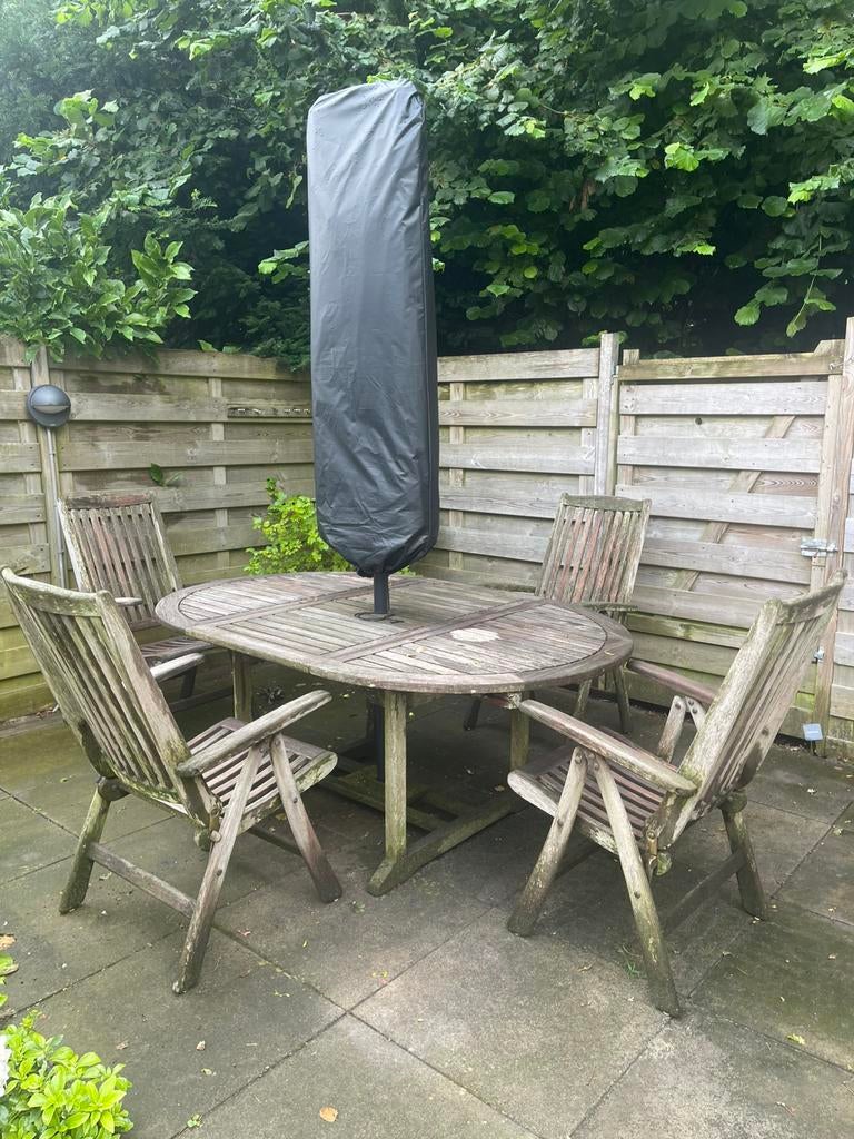 Teak tuinmeubels schoonmaak, Ophalen, Zo goed als nieuw, Teakhout