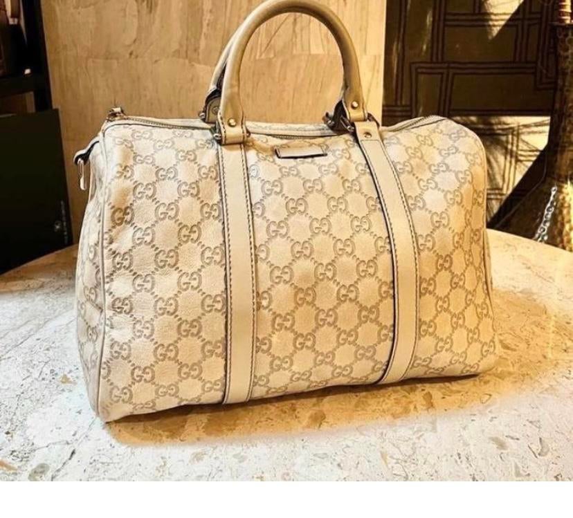 Gucci Bonston handtas, 30 cm of meer, Gebruikt, Wit, Minder dan 35 cm