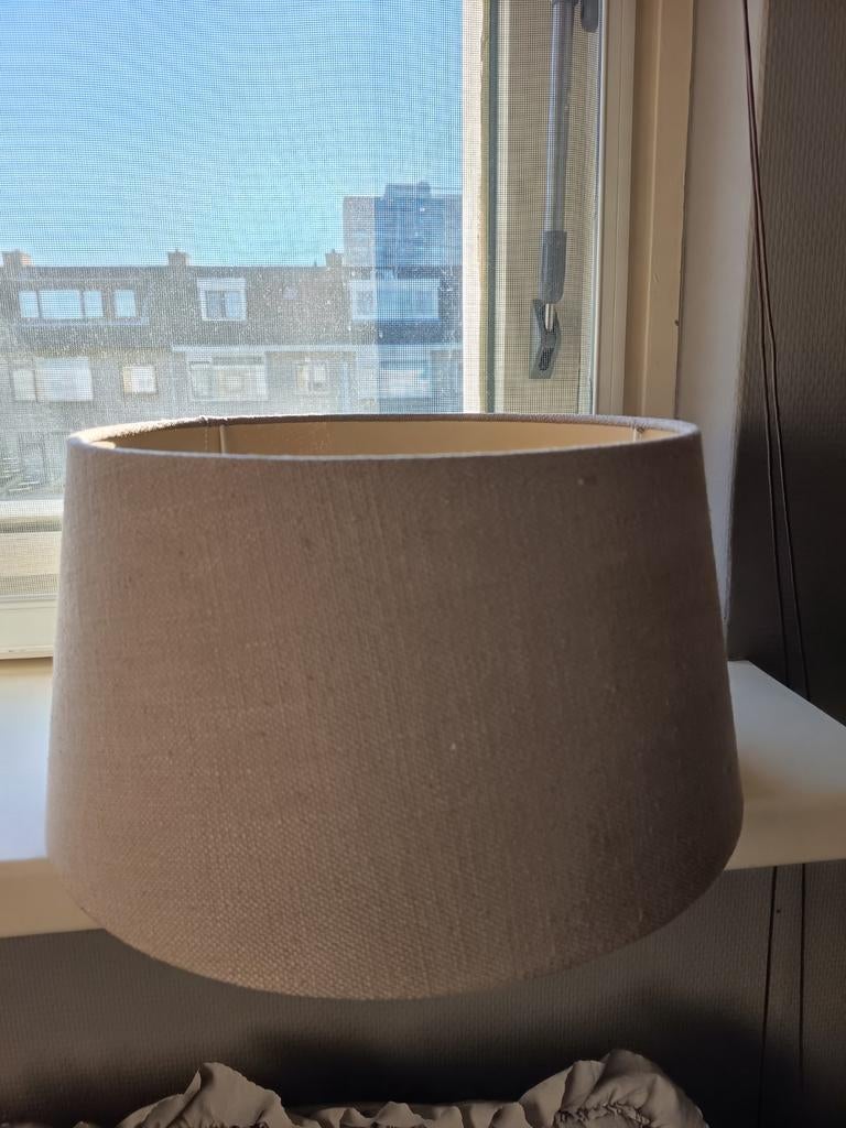 Zandkleurige linnen lampenkap, Huis en Inrichting, Ophalen, Rond