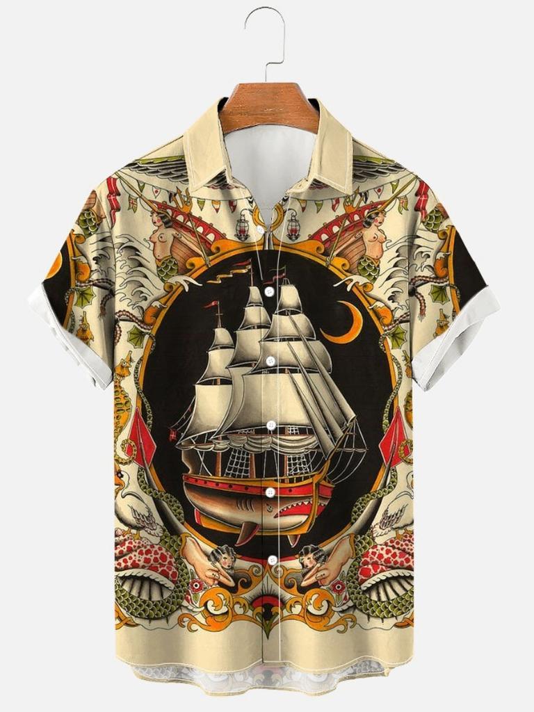 Boot overhemd (heren mannen schipper schip shirt hawaii), Kleding | Heren, Overhemden, Verzenden, Nieuw, Overige halswijdtes