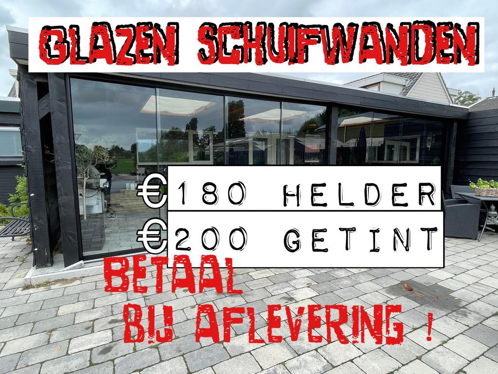 Glazen schuifwanden  WINTERSALE, Ophalen of Verzenden, Kunststof, Schuifpui