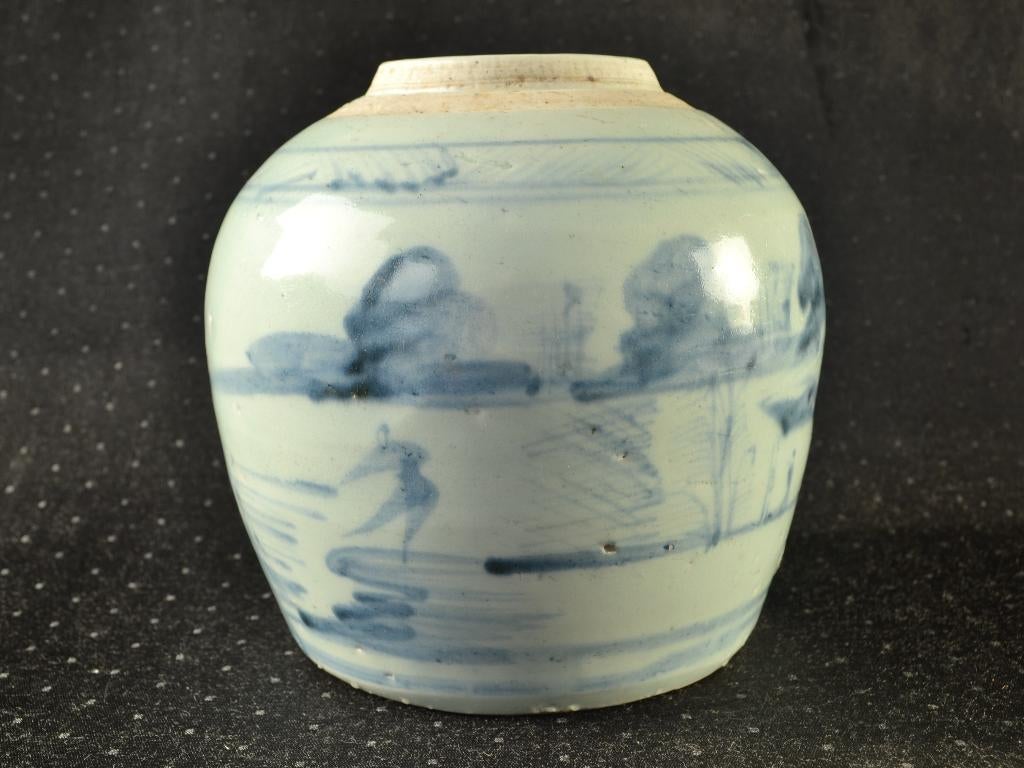 Antieke Chinese Gemberpot met blauw decor, Tongzhi - Guangxu, Ophalen of Verzenden