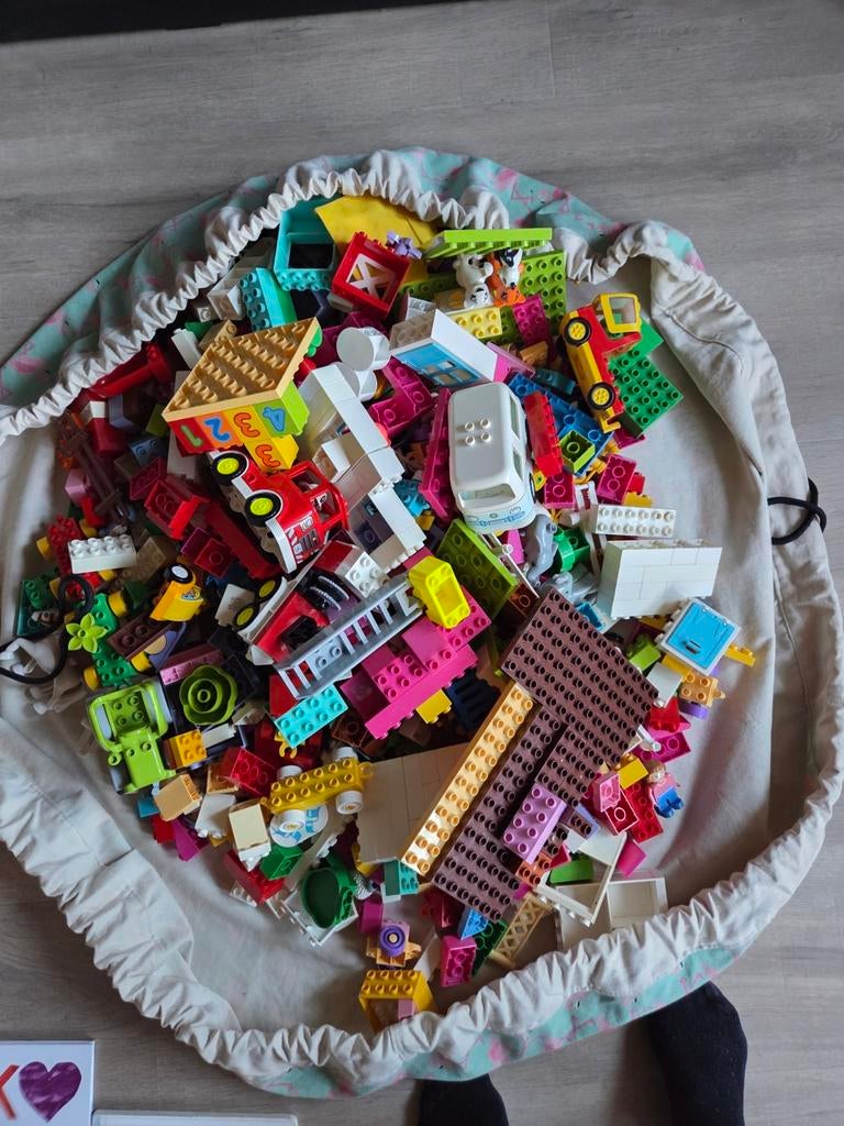 Duplo stenen in handige dichtknoop zak, Ophalen, Gebruikt, Losse stenen, Duplo