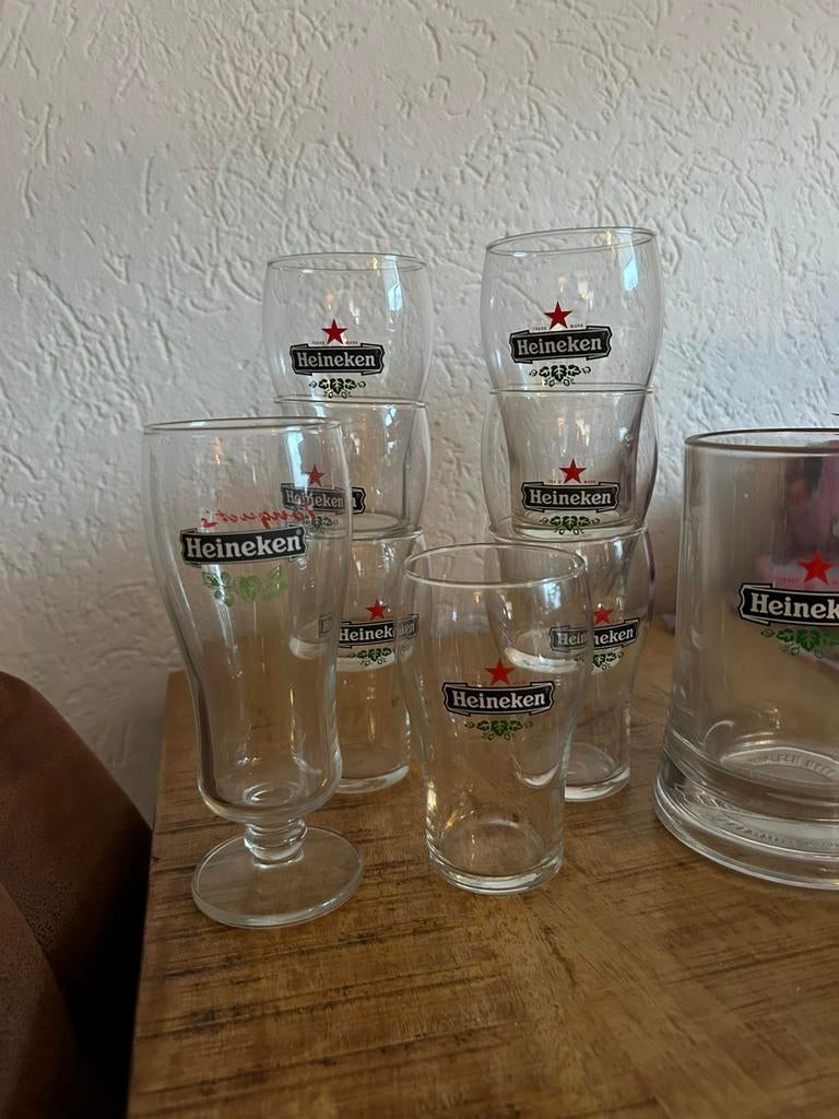 Te koop heineken bierglazen, Ophalen of Verzenden, Zo goed als nieuw, Glas of Glazen, Heineken