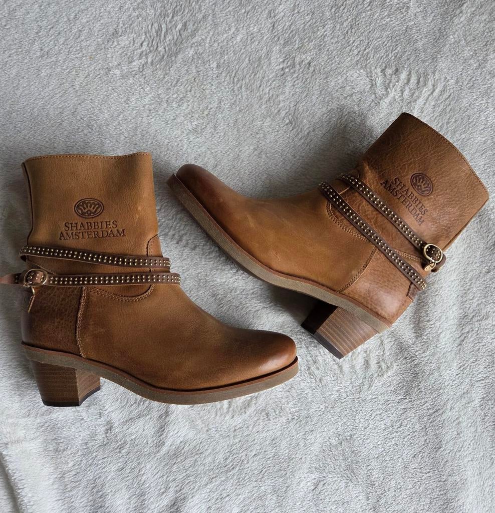 Shabbies Amsterdam Cognac Laarzen in Maat 39, Kleding | Dames, Schoenen, Hoge laarzen, Ophalen of Verzenden, Zo goed als nieuw
