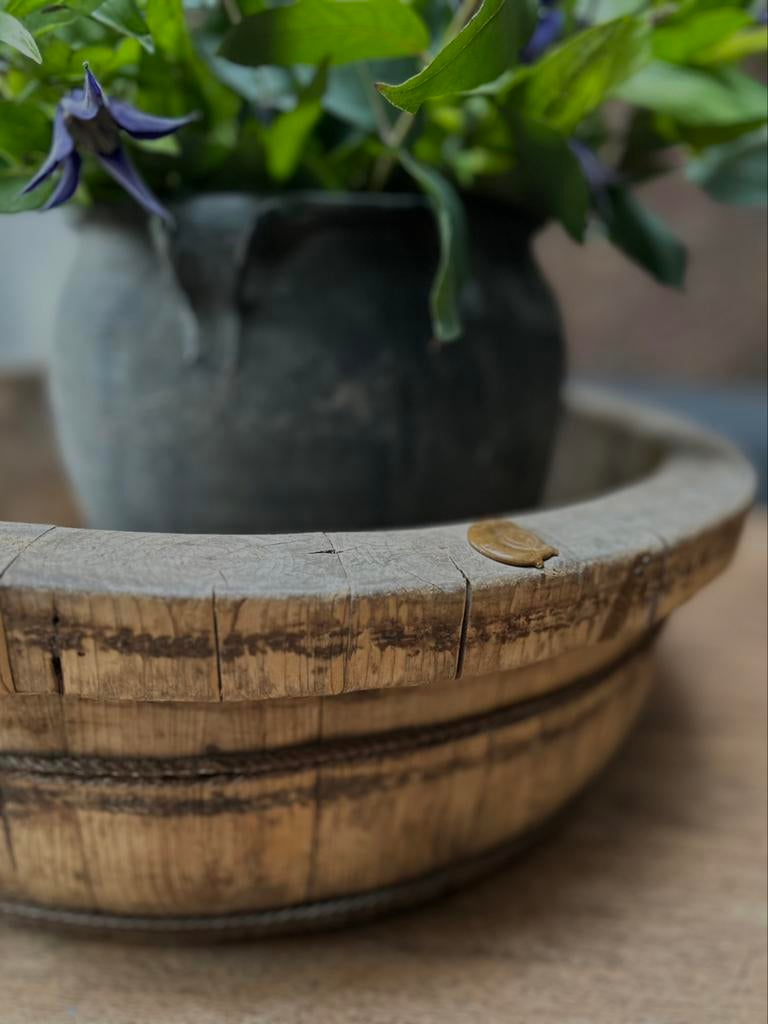 Oude Chinese olijfbak lakzegel sleets imperfect sober, Ophalen