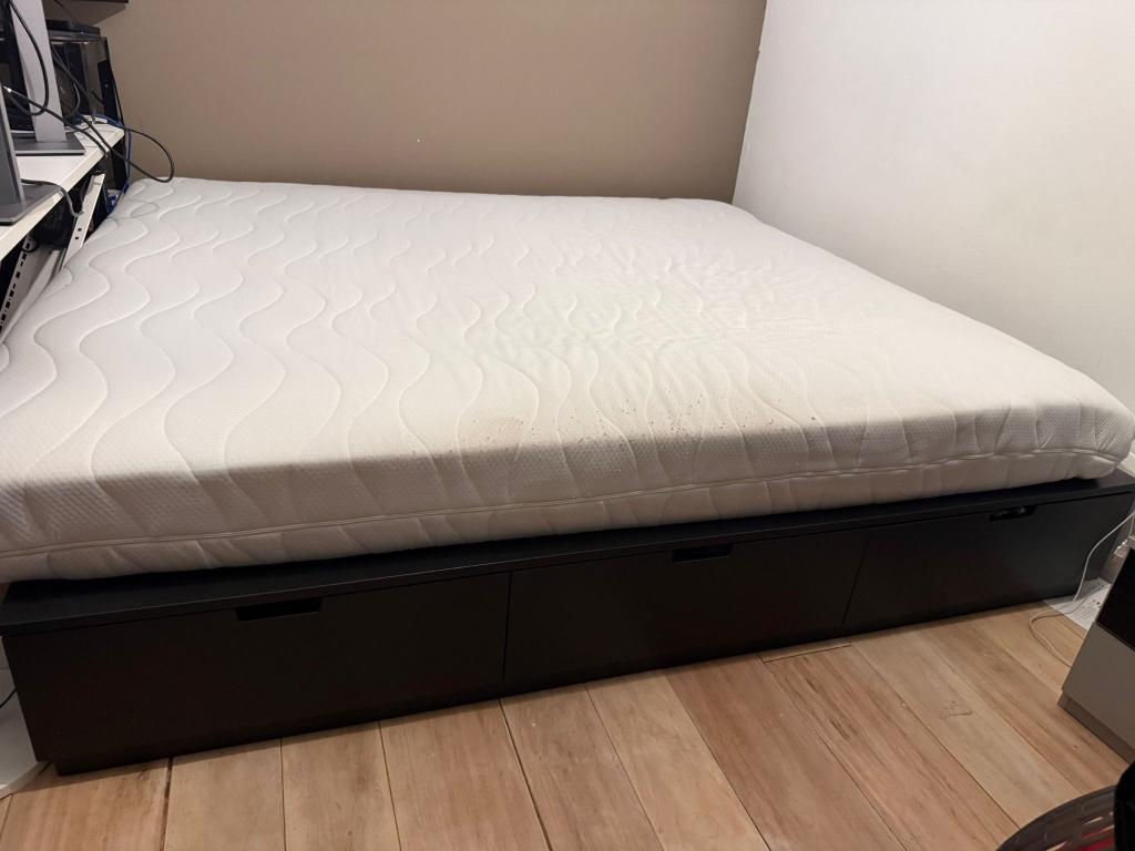 IKEA Brimnes bed 180x200, Ophalen, Gebruikt, Zwart, Tweepersoons
