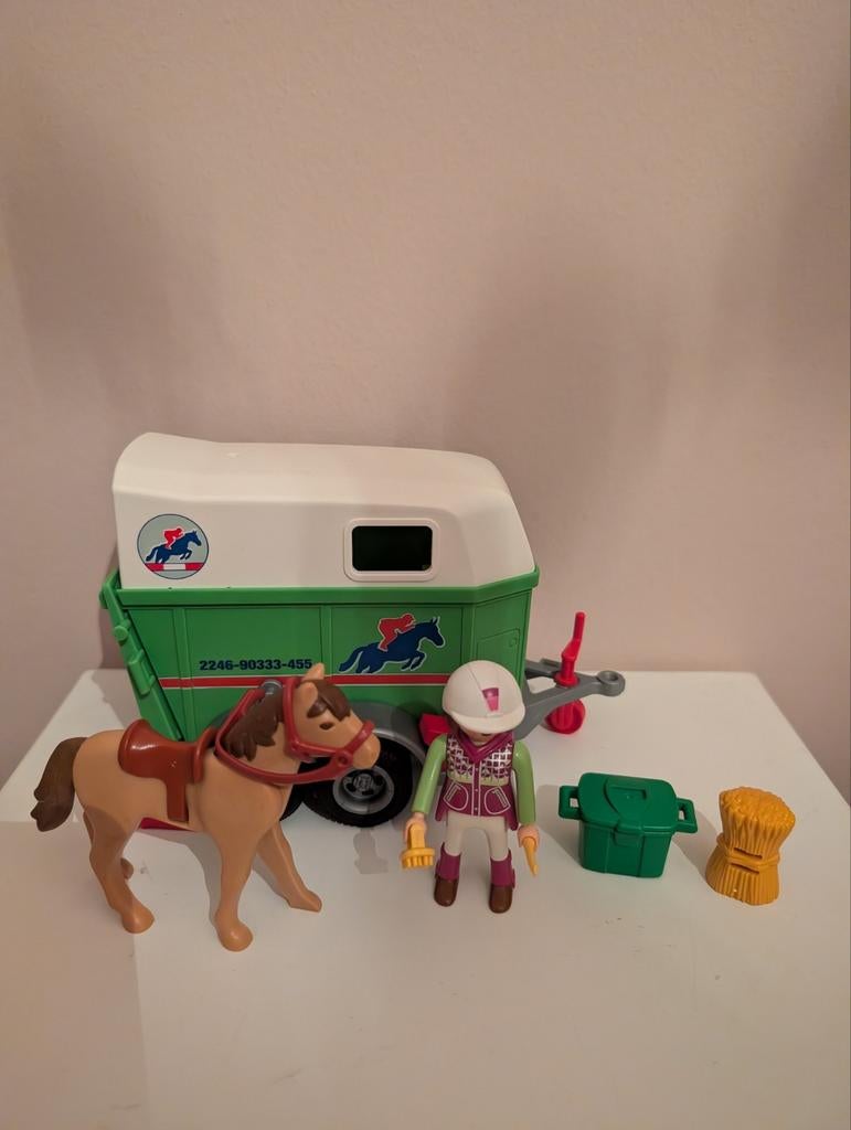 Playmobil paarden trailer met paard en verzorgster, Ophalen of Verzenden, Zo goed als nieuw, Complete set
