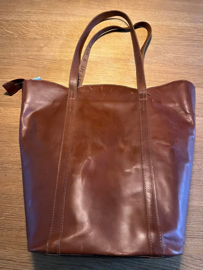 Laptop/ ruime A-4 tas van MYoMy/ My Paper Bag bruin leer, Ophalen, Zo goed als nieuw, Bruin, Handtas