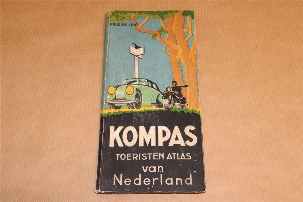 Kompas Toeristen-Atlas van Nederland - Ca 1935, Gelezen, Ophalen of Verzenden, Landkaart, 1800 tot 2000