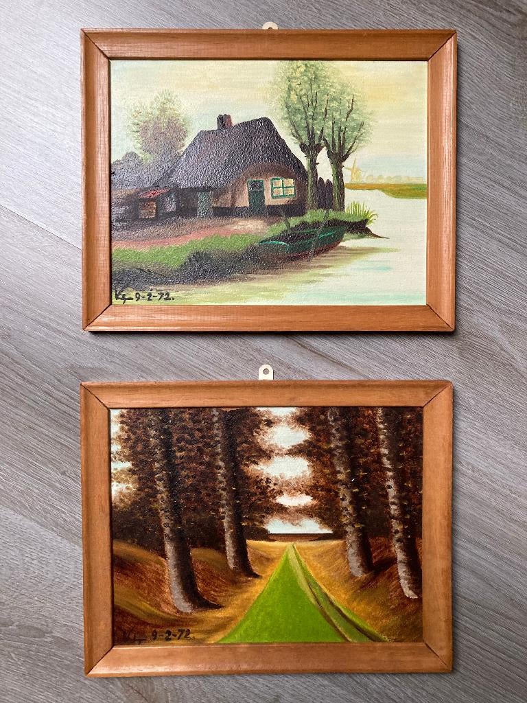 2 naïeve schilderijen J. Verheyen, Ophalen of Verzenden