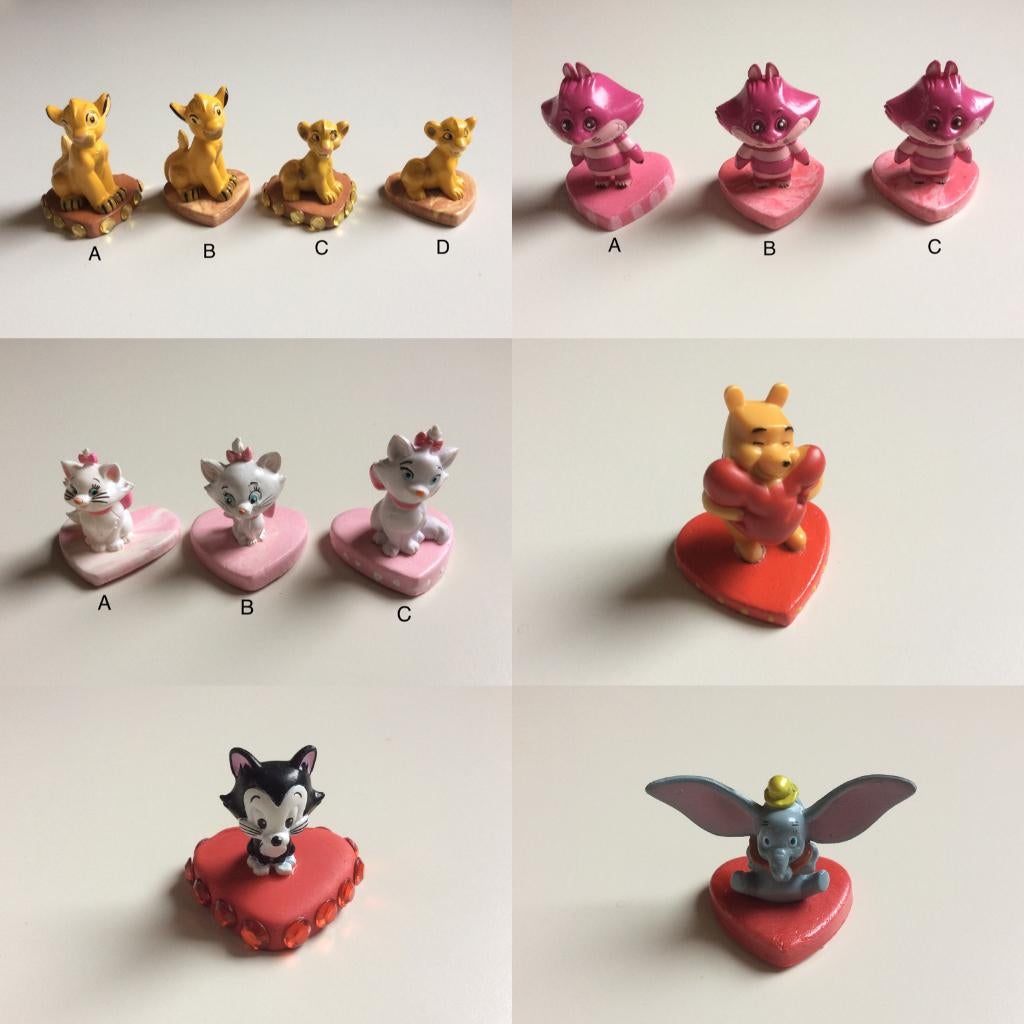 Disney figuren  op hartje  - mini beeldjes, Ophalen, Overige figuren, Zo goed als nieuw, Beeldje of Figuurtje