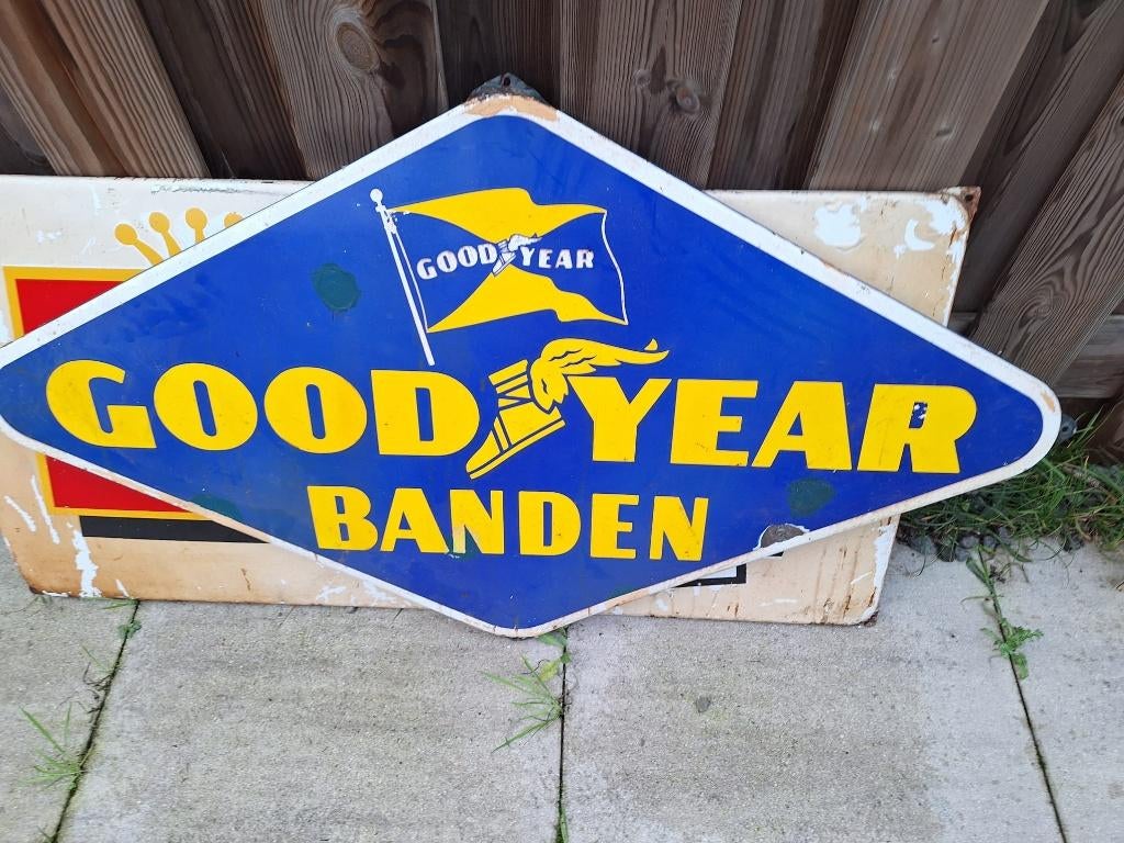 Emaille reclamebord GoodYear, Verzamelen, Merken en Reclamevoorwerpen, Ophalen of Verzenden, Gebruikt, Reclamebord
