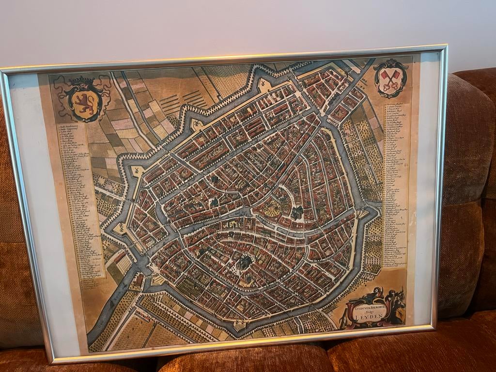 Mstadsplattegrond Leiden - 71x51 cm, Ophalen, 17e en 18e eeuw, Zo goed als nieuw