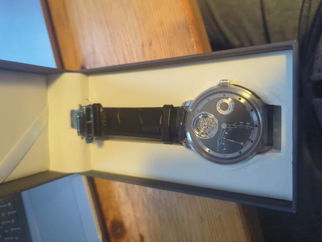 tophill tourbillon TU009G. Nieuw!, Sieraden, Tassen en Uiterlijk, Horloges | Heren, Overige merken, Leer, Polshorloge, Nieuw