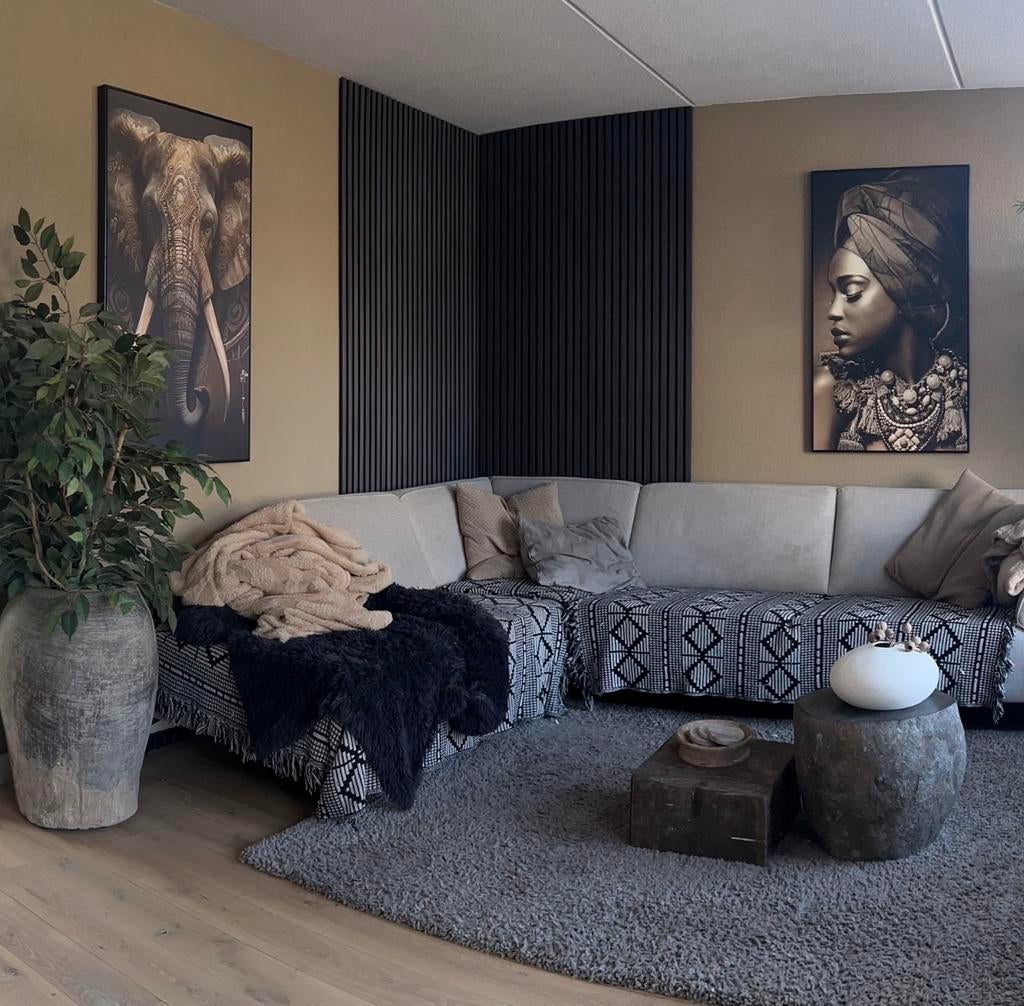 Set van 2 schilderijen in bruintinten - 70x120cm, Ophalen