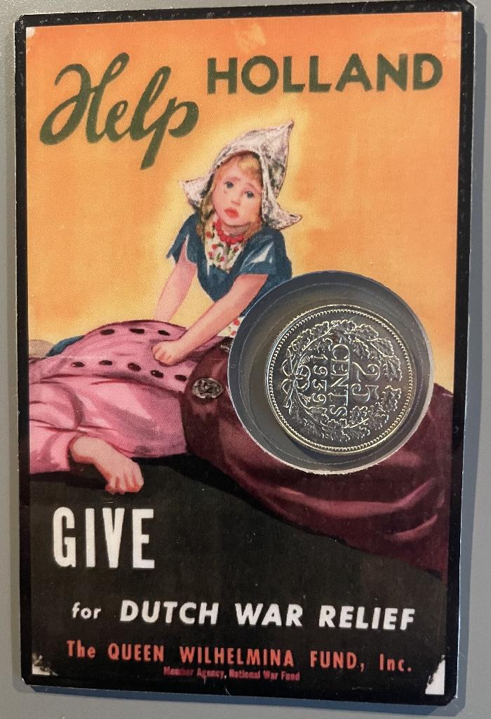 Gezocht/gevraagd: coincard Help Holland, Ophalen of Verzenden, Koningin Wilhelmina, 25 cent, Zilver