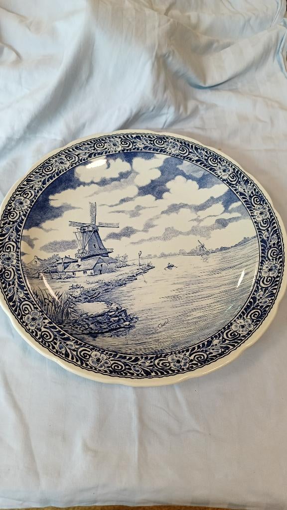 Boch De Lys blauw-wit molen wandbord 39 cm (Spynx), Ophalen of Verzenden