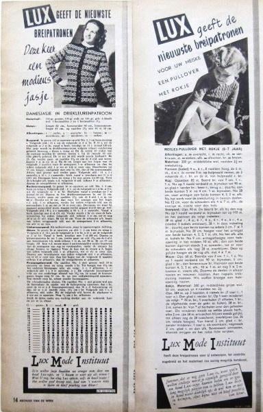 36 vintage advertenties breipatronen knippatronen 37-47, Ophalen of Verzenden, Gebruikt, Reclamebord