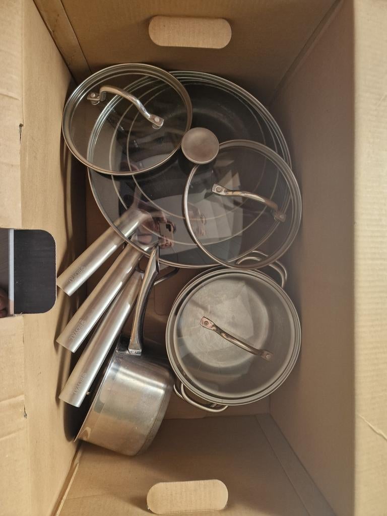 Pannenset BK en Royal van Kempen en Begeer, Gebruikt, Pannenset, Ophalen of Verzenden, Rvs